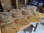 Vintage Oak Wooden Church Communion Trays & Shot Glasses 4 AVAILABLE 