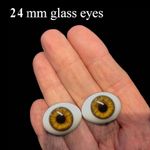 SOLID GLASS EYES OVAL FLAT BACK 24mm, Brown, Green, Hazel, Blue for reborn dolls