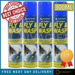FLY AND WASP KILLER SPRAY KILLS FLIES WASP MIDGES MOSQUITO FAST ACTING 300ML NEW