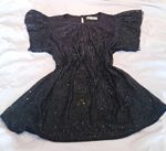 Grace Karin Black Sequin Lined Flutter Sleeve Round Neck Evening Top XL 18-20