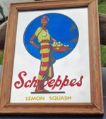 Schweppes Lemon Squash Advertising Mirror Lady With Lemons Blue Background READ