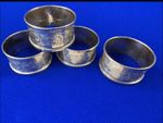 4x Henry Griffith & Son’s 925 Silver Napkin Rings Antique