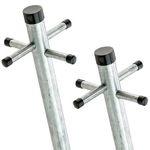 2 x Washing Line Clothes Post Pole ONE PIECE Galvanised 2.4m 8ft Ground Sockets