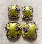 Airsoft Hard Shell Elbow & Knee Pad Set of 4 w/ Straps Tan Camo One Size