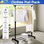 ADJUSTABLE MOBILE CLOTHES COAT GARMENT HANGING RAIL RACK STORAGE STAND ON WHEELS