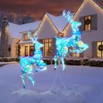 Member's Mark Pre-Lit Leaping Deer Set of 2 320 LED Cool White SAME-DAY-SHIP