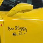 Bee Happy Bumblebee Vinyl Decal | Fun Window & Bumper Sticker for Cars, Laptops,
