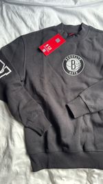 Brooklyn Nets Women’s Basketball Crewneck Sweatshirt Grey/Black Logo BKN NETS