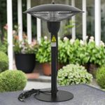 Outdoor Patio Heater Tabletop Halogen Ring Tube Electric Black Steel IP44 1500w