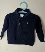Ralph Lauren Boys Cardigan Navy +Blue Stripe On Collar With 2Buttons 12months