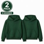 Pack Of 2 Kids Fleece Hoodies Boys Girls Plain Pullover Hooded Sweatshirt 2-14Y