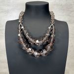 Vintage Double Strand Pale Champaign Color Graduated Faceted Beads Necklace 18"