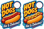 Hot Dog Catering Stickers – 2 x 200mm x 150mm Laminated Weatherproof Stickers