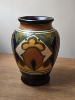 Dutch Gouda miniature vase, decorated in the Art Deco "Bianca" pattern, VGC