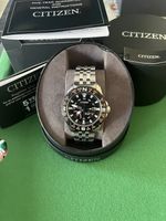 Citizen Eco-Drive AW7048-51E WR200 Analogue Black Dial Steel Bracelet Box