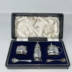 Walker & Hall Silver Played Condiment Set