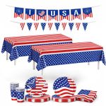 4th of July Party Supplies Set Serves 24 Patriotic Tableware Kit 100 Pc