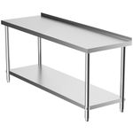 Catering Table Stainless Steel 5x2FT w/ Backsplash Commercial Dining Work Bench