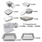 [Set of 500] Disposable Aluminium Foil Tray Containers with Paper Lids Takeaway