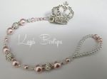 Keepsake *Rhinestone Crown* Bling Baby Pink Romany Dummy Clip Girl *Personalised