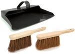 NEW STRONG METAL DUSTPAN AND BRUSH SET SOFT OR STIFF BRUSH BLACK DUST ASH PAN