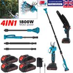 3 IN 1 Pole Chainsaw Cordless Long Reach Cutter Pruner Saw 2 Batteries & Charger