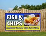 FISH AND CHIPS FOOD PVC BANNERS - PRINTED OUTDOOR SIGN HOT FOOD BANNERS NOW OPEN