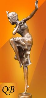 ART DECO FIGURINE BRONZE SCULPTURE STATUE HINDU CHIPARUS FEMALE EROTIC LADY