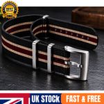Premium NATO Watch Strap Ribbed Nylon Military Diver 16 18 19 20 21 22 24 MM