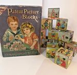 Father Tuck's Patent Picture Blocks WWI Rare papercard 1915 Nursery Rhymes toy