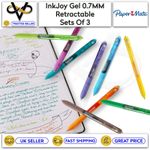 3 x Paper Mate InkJoy Gel Retractable 0.7MM Assorted Colours School/Work