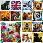 Latch Hook Kits Pillowcase Bee Shark Dog Cushion Cover Home Sofa Bed Decoration