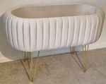 Beautiful Panelled Upholstery Detailed Baby Bassinet Crib with gold hairpin legs
