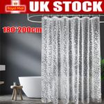 Shower Curtain Waterproof Mould Proof Bathroom Curtains w/ 12 Hooks 180x200CM