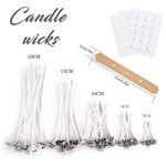 PRE WAXED CANDLE WICKS WITH SUSTAINERS FOR CANDLE MAKING CRAFT LONG TABBED