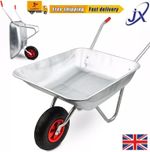 65L Heavy Duty Wheelbarrow Galvanised Home Garden Metal Cart with Pneumatic Tyre