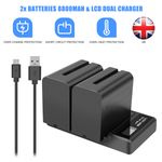2x 8.8Ah NP-F960 NP-F970 NP-F950 Battery + Dual Charger For Sony NP-F330 NP-F550