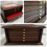 LED Coin Cabinet 5 Drawers Handmade Walnut Coins&More