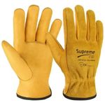 Yellow Leather Gardening Gloves Thorn Proof Garden Work Driver Safety Gloves
