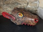 A Primitive African Mambila Hyena Zoomorphic Mask. Carved Wood. Rare Tribal Art