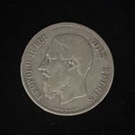 Belgium 1865 5 Francs Leopold II Small Head Silver .900 KM#24 Morin 152