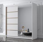 ELUKS - Flavio Modern Bedroom Sliding Door Wardrobe with Mirror Cabinet
