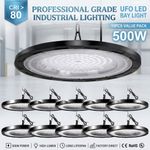 10x LED High Bay Light 500W Low Bay UFO Warehouse Industrial Lamp Lighting