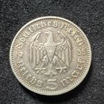 Germany 5 Mark 1933 Paul von Hindenburg Silver Coin Uncertified Ungraded