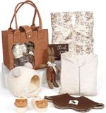 Newborn Baby Gift Hamper Set - Includes Rabbit, Hat, Socks, Card & More - Unisex