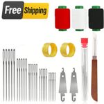 34Pcs Large Eye Sewing Needles Set Stainless Steel Threader Quilting Kit Crafts