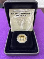 1/4oz Gold Proof  .9999 2016 QEII 90th Birthday-Perth Mint Boxed