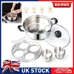 Poached Egg Maker Pot Stainless Steel Egg Poacher Egg Poaching Pan with 4 Bowls