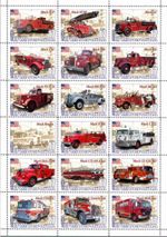 Stamp sheet Firefighters vehicles of the world- USA Crimea issue