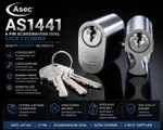 ASEC AS1441 6-Pin Scandinavian Oval Int & Ext Cylinders -  Satin Chrome KD
